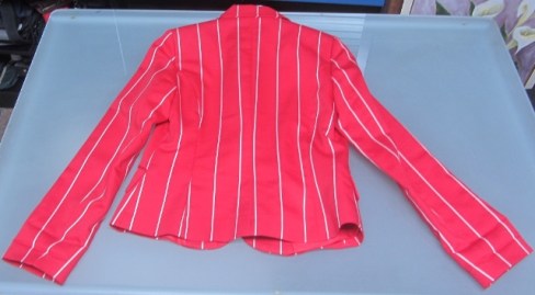 CHAQUETA MUJER CYA ROJA RAYAS BLANCAS TALLA 40 (1)